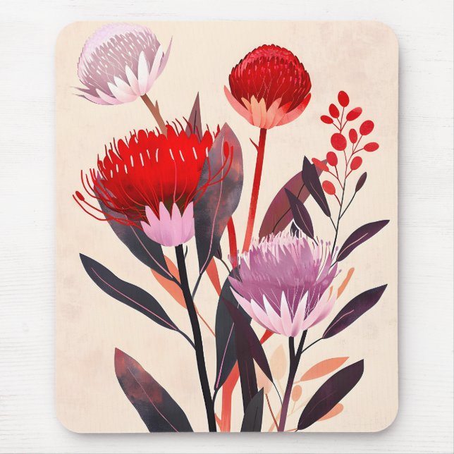 Modern minimalist boho floral botanisk musmatta (Framsidan)