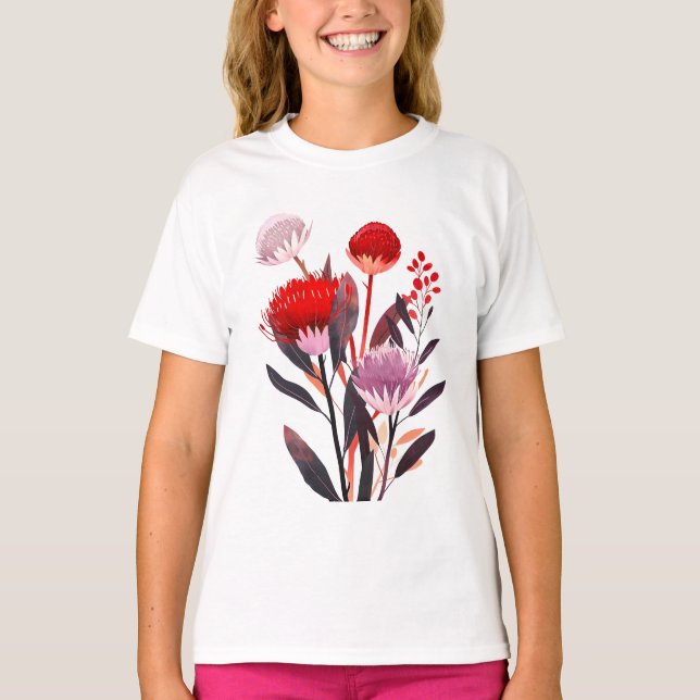 Modern minimalist boho floral botanisk t shirt (Framsida)