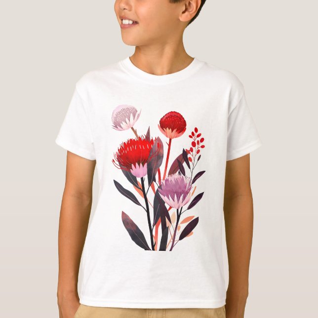 Modern minimalist boho floral botanisk t shirt (Framsida)
