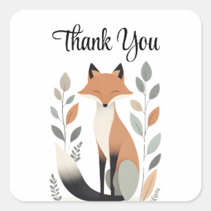 Modern Minimalist Boho Fox Tack-fästare Fyrkantigt Klistermärke