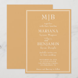 Modern minimalist boho gul bröllopsfest inbjudningar