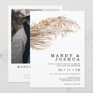 Modern minimalist Boho Handflatan Pampas Grass Brö Inbjudningar