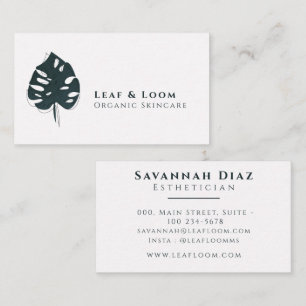 Modern minimalist Boho Monstera Löv Grönt White Visitkort
