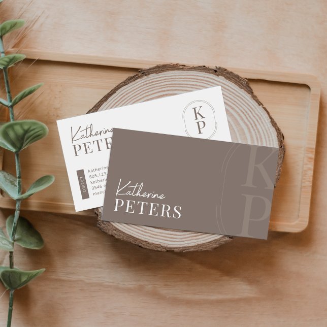 Modern Minimalist Boho Mörk Taupe Visitkort (Skapare uppladdad)