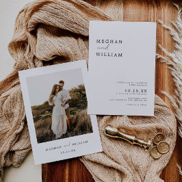 Modern minimalist Boho Photo Bröllop Inbjudningar