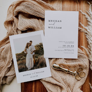 Modern minimalist Boho Photo Bröllop Inbjudningar