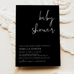 Modern minimalist boho svart baby shower inbjudningar