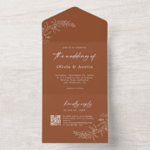 Modern minimalist Boho Terracotta QR-kod Bröllop