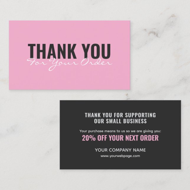 Modern minimalist bold Thank You card Visitkort (Fram/baksida)