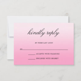 Modern minimalist bomullscandy rosa ombré bröllop OSA kort
