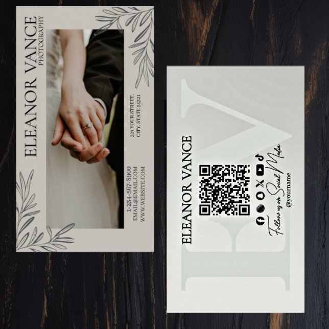 Modern Minimalist Botanical Monogrammed Logo Visitkort (Skapare uppladdad)