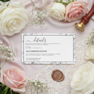Modern Minimalist Botanical Wedding Details Card Tilläggskort