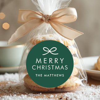 Modern Minimalist Bow Custom Color Christmas Runt Klistermärke