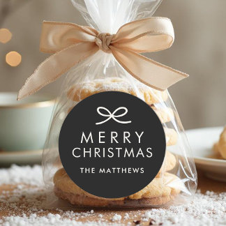 Modern Minimalist Bow Custom Color Christmas Runt Klistermärke