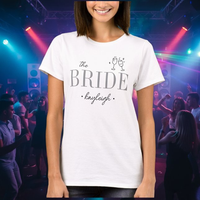Modern Minimalist Bride Script Bachelorette T Shirt (Modern Minimalist Bride Script Bachelorette T-Shirt)