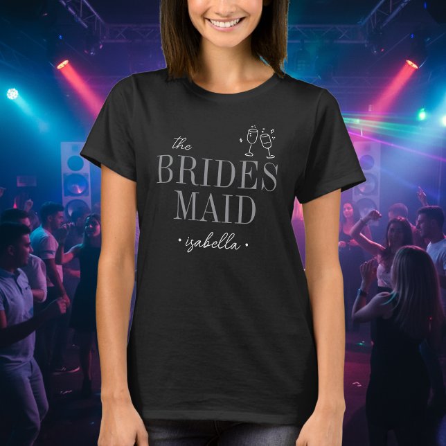 Modern Minimalist Bridesmaid Script Bachelorette T Shirt (Skapare uppladdad)
