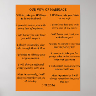 MODERN MINIMALIST BRÖLLOP VOWS BRIDE & GROOM POSTER
