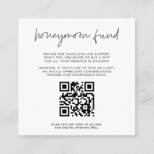 Modern minimalist bröllopsresefond QR-kod Tilläggskort
