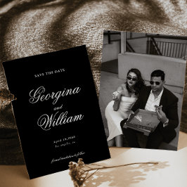 Modern minimalist bröllopsskrift Spara datumet Inbjudningar