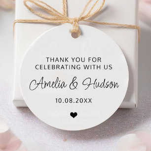 Modern minimalist bröllopstak tack Bridal Shower Gåvor Etiketter