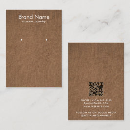 Modern Minimalist Brown Linen Jewelry Display Card Visitkort