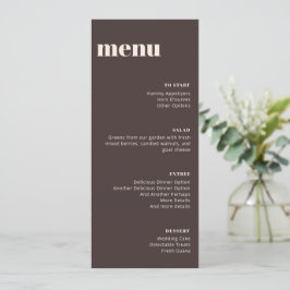 Modern Minimalist Brown Wedding Tall Template Menu Meny