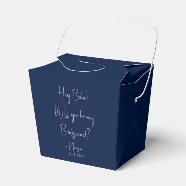 Modern minimalist brudtärna förslagsmanus Navy  Presentaskar (Framsidan Sidan)