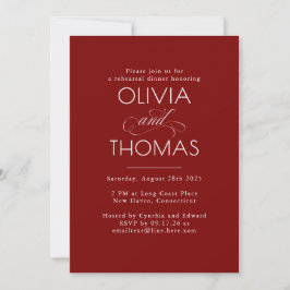 Modern Minimalist Burgundy Red Rehearsal Dinner Inbjudningar