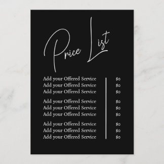 Modern Minimalist Business Branding Menu and Price Meny
