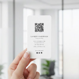 Modern Minimalist Business Card with QR Code  Visitkort