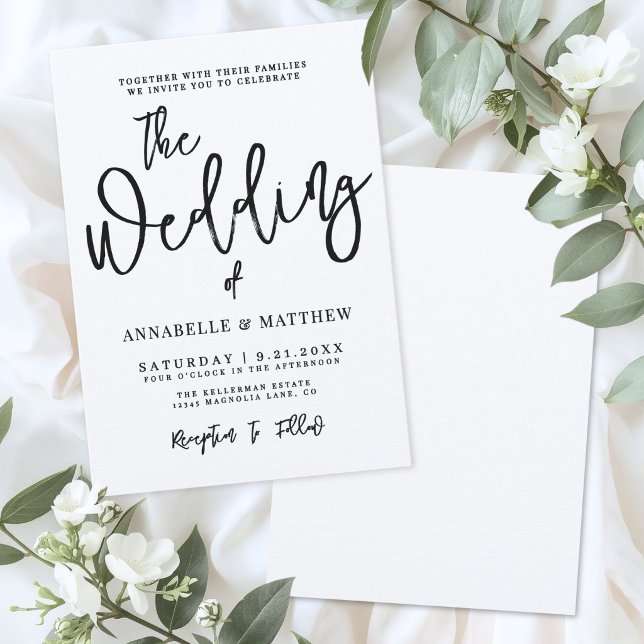 Modern Minimalist Calligraphy Casual Wedding Inbjudningar (Modern Minimalist Calligraphy Casual Wedding Invitation)