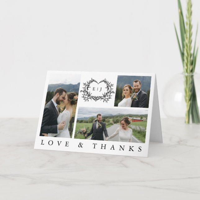 Modern Minimalist Calligraphy Crest monogram Photo Tack Kort (Framsida)