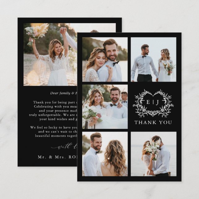 Modern Minimalist Calligraphy Crest monogram Photo Tack Kort (Fram/baksida)