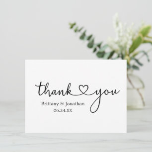 Modern Minimalist Calligraphy Heart Bröllop Note Tack Kort