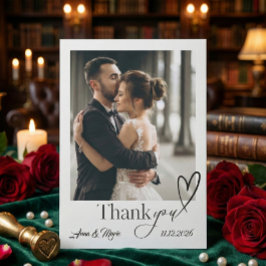 Modern Minimalist Calligraphy Script Photo Wedding Tack Kort