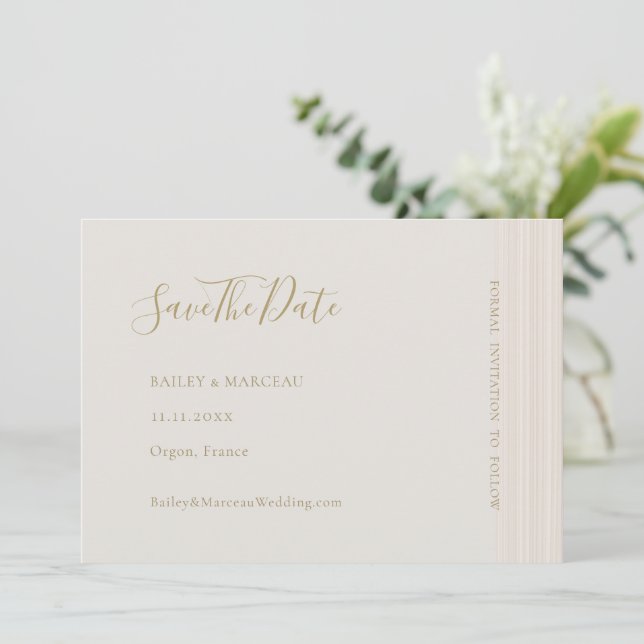  Modern Minimalist Champagne Guld Spara Datum  Inbjudningar (Stående Fram)