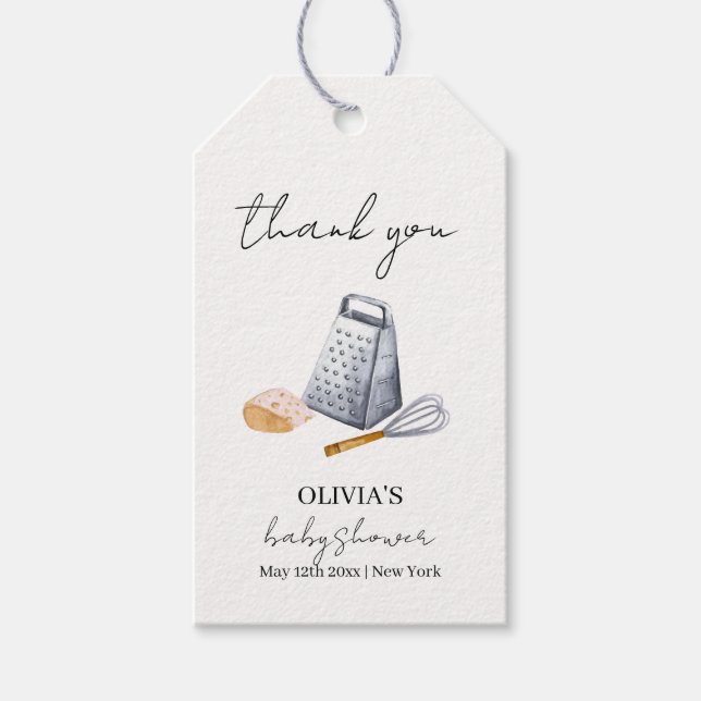 Modern minimalist Chef Kitchen Baby Shower Presentetikett (Framsidan)