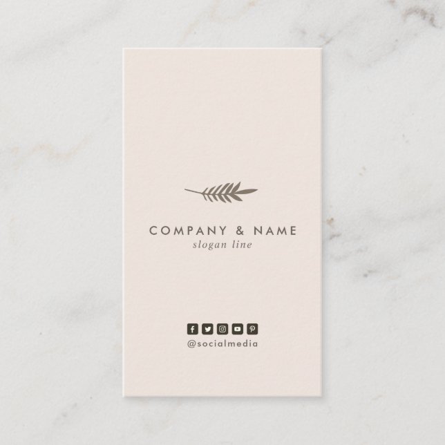 Modern Minimalist chic lodrät för lövpastellbrunt Visitkort (Framsida)