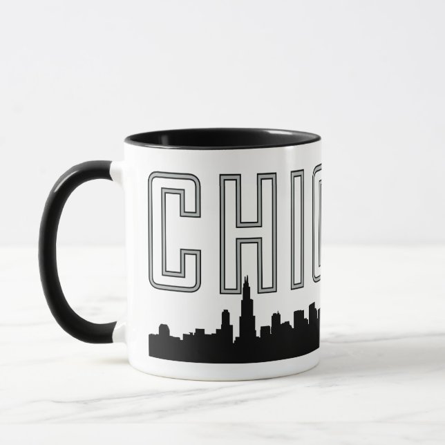 Modern Minimalist Chicago Mugg med City's Skyline (Vänster)
