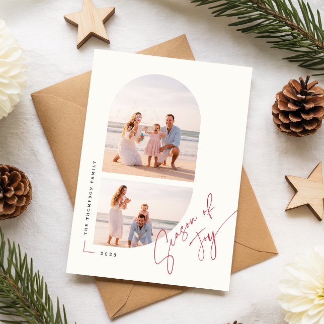 Modern Minimalist Christmas Beach Family Photo Julkort (Skapare uppladdad)