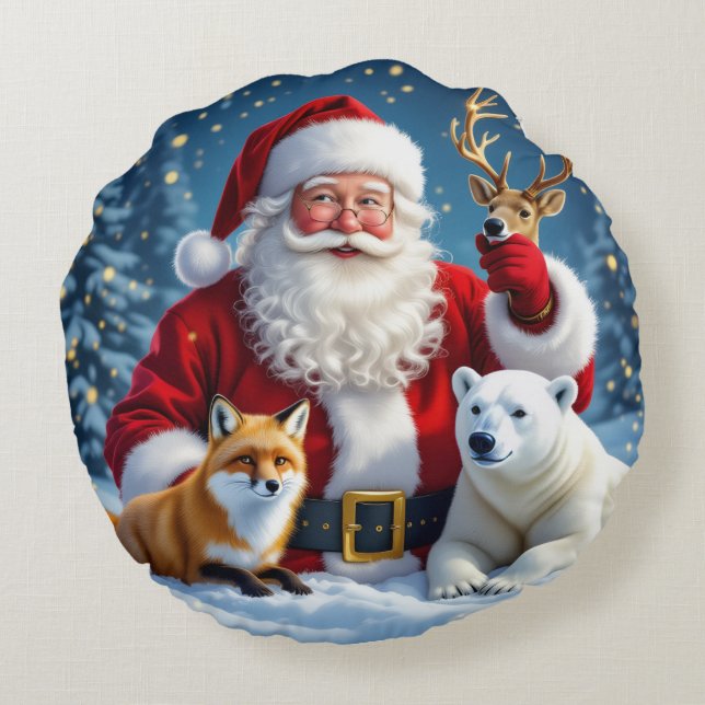 Modern Minimalist Christmas Round Pillow Rund Kudde (Baksidan)