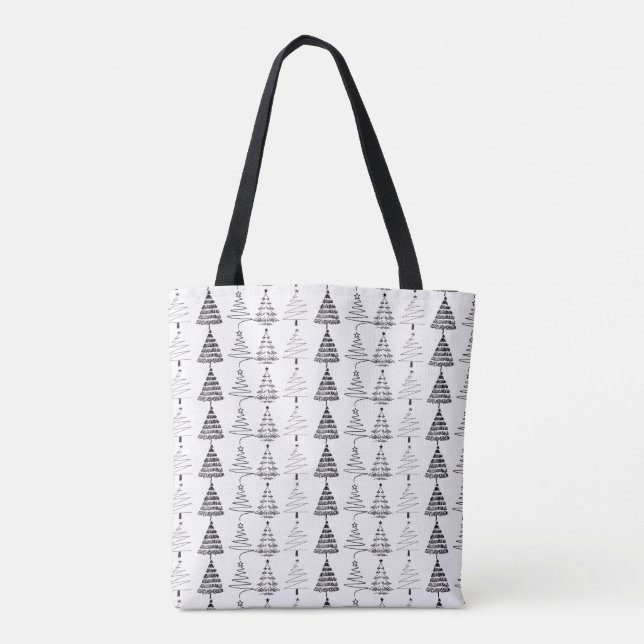 Modern Minimalist Christmas Trees Doodles Tygkasse (Baksida)