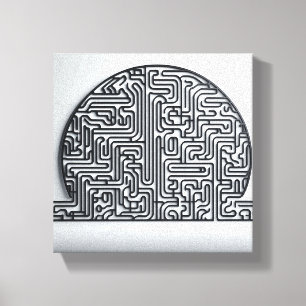 Modern minimalist cirkulär labyrint - Abstrakt 3D Canvastryck