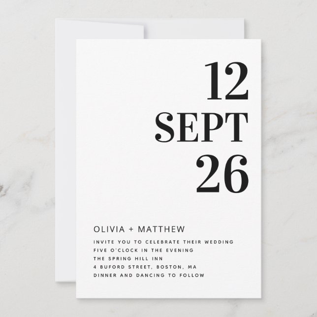 Modern Minimalist Clean Wedding | Photo & QR Code Inbjudningar (Framsida)