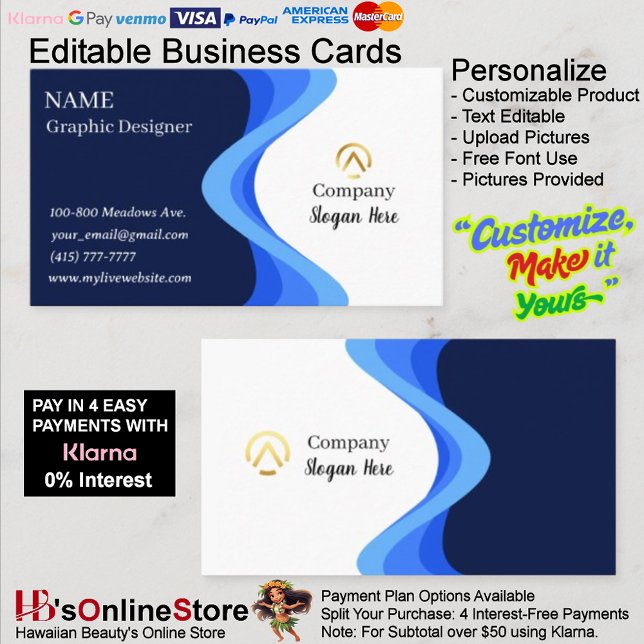 Modern Minimalist Company Blue White Visitkort (Modern Minimalist Company Blue White Business Card.)