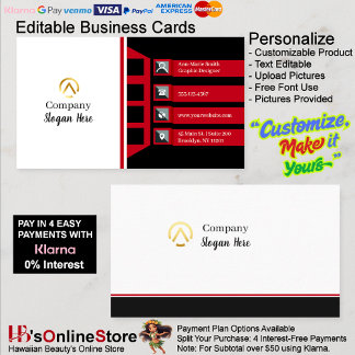 Modern Minimalist Company Red Black White Visitkort