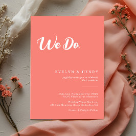 Modern Minimalist Coral Pink We Do Wedding Inbjudningar