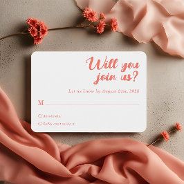 Modern Minimalist Coral Pink Wedding RSVP Cards OSA Kort