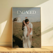 Modern Minimalist Couple Photo "Engaged"