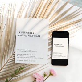 Modern Minimalist Cream & Black Script Wedding  Inbjudningar